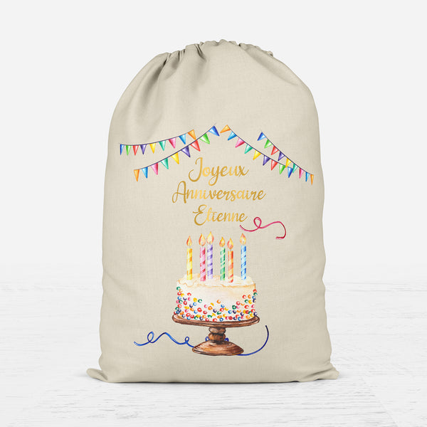 Hotte d'anniversaire personnalisée, Modèle Gâteau d'anniversaire