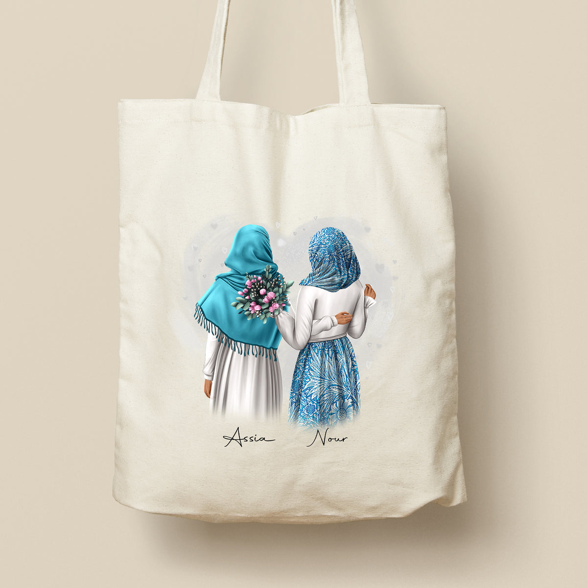 Tote Bag personnalisé Modèle Meilleures amies, Soeurs avec un