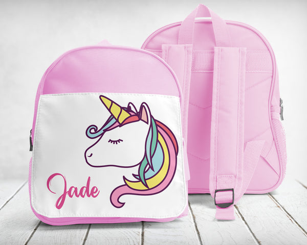 Cartable enfant bleu, rouge ou rose, maternelle-sport, à personnaliser, Modèle Licorne