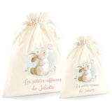 Pochon personnalisé pour enfant, sac de rechange, rangement, Modèle Lapin et papillon