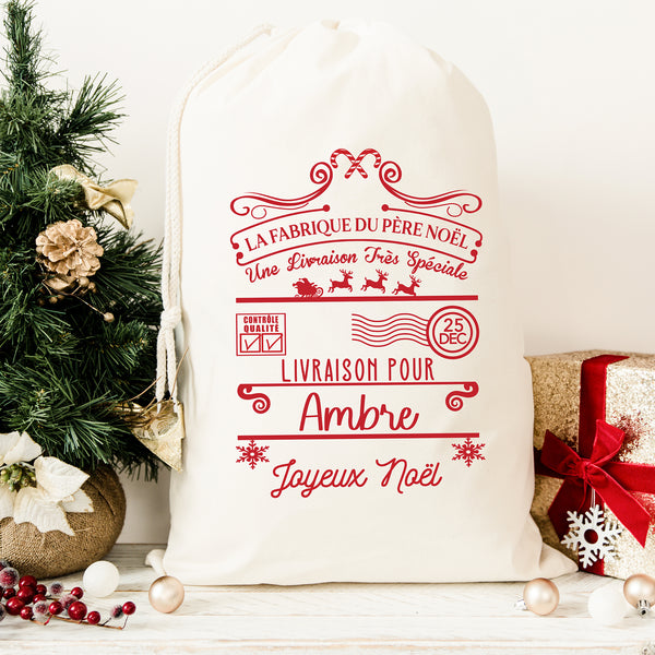 Hotte de Noël personnalisée, Livraison de cadeaux La Fabrique du
