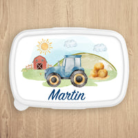 Boîte à repas personnalisée, Modèle Tracteur Bleu