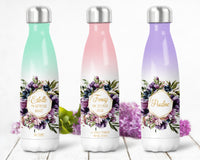 Bouteille isotherme personnalisée, Modèle Couronne de fleurs violette