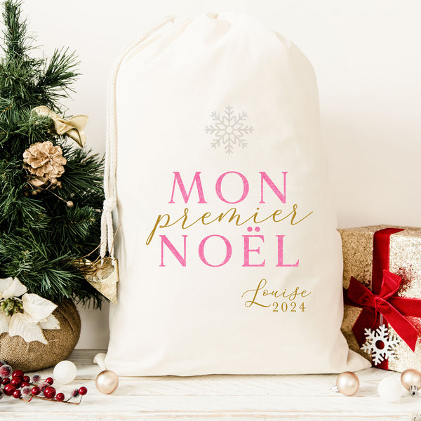 Hotte de Noël personnalisée, Modèle Mon premier Noël