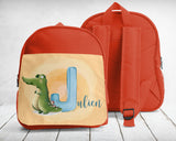 Cartable enfant bleu, rouge ou rose, maternelle-sport, à personnaliser, Modèle Crocodile Alpha