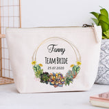 Grande Trousse coton personnalisée, Couronne de fleurs , Modèle Succulentes d'été