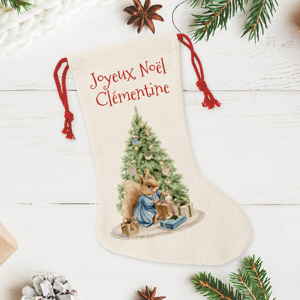 Chaussette de Noël personnalisée, Bébé écureuil