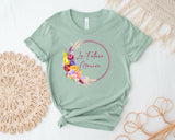 Tee Shirt EVJF personnalisé, Coupe ample unisexe, 100% Coton Bio éco-responsable, 40 couleurs au choix, Modèle Pivoines multicolores
