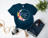 Tee Shirt EVJF personnalisé, Coupe ample unisexe, 100% Coton Bio éco-responsable, 40 couleurs au choix, Modèle Pivoines multicolores
