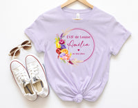 Tee Shirt EVJF personnalisé, Coupe ample unisexe, 100% Coton Bio éco-responsable, 40 couleurs au choix, Modèle Pivoines multicolores