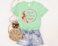 Tee-Shirt personnalisé - Coupe ample unisexe pour EVJF – 11 Couleurs au Choix - Modèle Pivoines multicolore