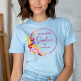 Tee-Shirt personnalisé - Coupe ample unisexe pour EVJF – 11 Couleurs au Choix - Modèle Pivoines multicolore