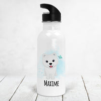 Gourde personnalisée, Bouchon Paille, Modèle Chien fond Bleu