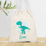 Sac à dos Personnalisé pour Maternelle, sac à doudou, affaires d'école ou sport, Modèle Dinosaure T-Rex vert