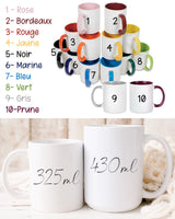 Mug personnalisé en céramique, 325 ou 430ml, Modèle Couronne de fleurs, Roses en dégradé