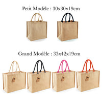 Sac cabas en toile de jute personnalisé, Modèle Appelez-moi Madame