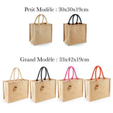 Sac cabas en toile de jute personnalisé, Modèle Appelez-moi Madame