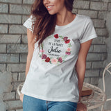 Tee Shirt EVJF personnalisé, Couronne de fleurs, Modèle Roses en dégradé