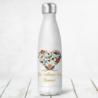 Bouteille isotherme personnalisée, Modèle Coeur en fleurs vintage