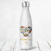 Bouteille isotherme personnalisée, Modèle Coeur en fleurs vintage