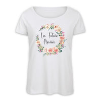 Tee Shirt EVJF personnalisé, Couronne de fleurs, Modèle Roses pastel