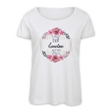 Tee Shirt EVJF personnalisé, Couronne de fleurs, Modèle Roses et Or