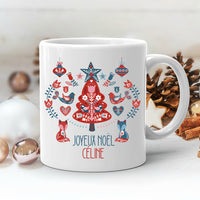 Mug personnalisé en céramique, 325 ou 430ml, Modèle Noël tradition scandinave