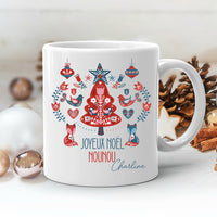 Mug personnalisé en céramique, 325 ou 430ml, Modèle Noël tradition scandinave