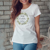 Tee Shirt EVJF personnalisé, Couronne de fleurs, Modèle feuillage olivier