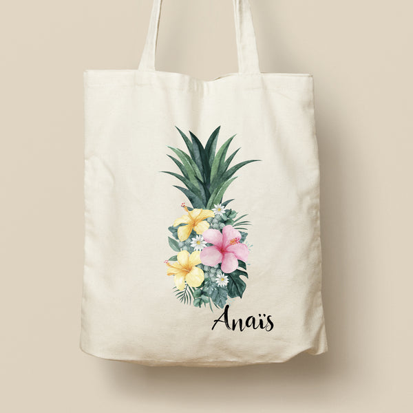 Tote Bag personnalisé, Modèle Ananas tropical
