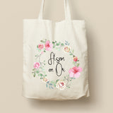 Tote Bag personnalisé, Couronne de fleurs, Modèle Roses et hibiscus