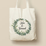 Tote Bag personnalisé, Modèle Eucalyptus et Gypsophile