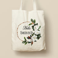 Tote Bag personnalisé, Couronne de fleurs, Modèle Magnolia