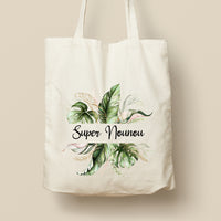 Tote Bag personnalisé, Cadre en fleur, Modèle Feuillage tropical