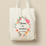 Tote Bag personnalisé , Couronne de fleurs triangle, Modèle Roses